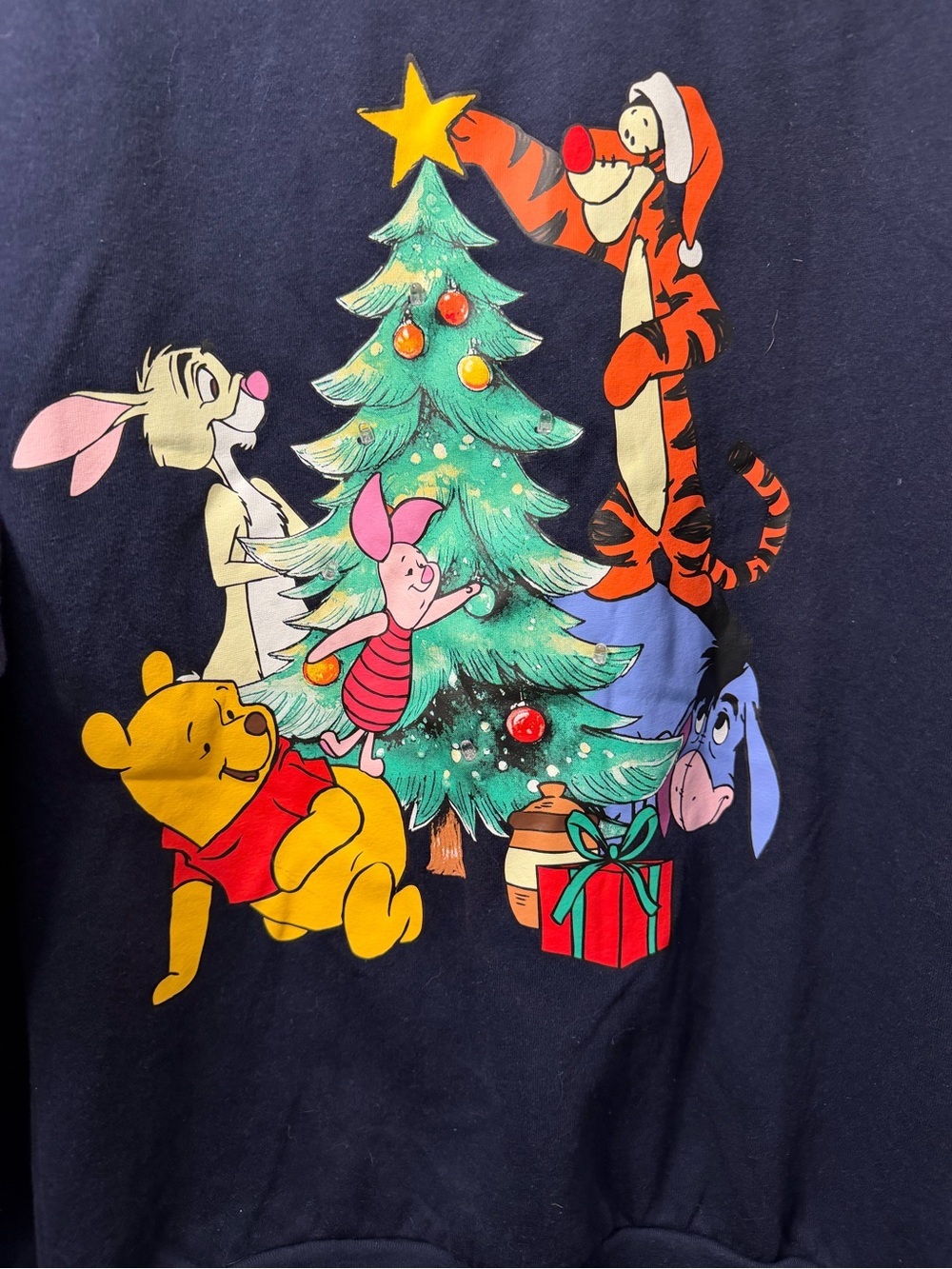 Disney Navy Winnie the Pooh Holiday Crewneck Sweatshirt - Picture 2 of 4